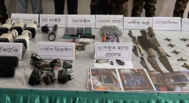 বাঘারপাড়ায় একটি বাড়িতে মিললো গ্রেনেডসহ বিদেশি পিস্তল